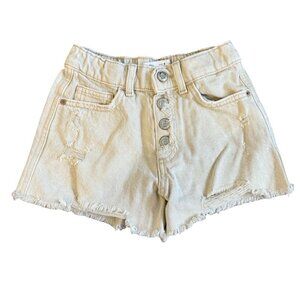 RSQ Malibu High Rise Distressed Denim Shorts White Girls Size 7
